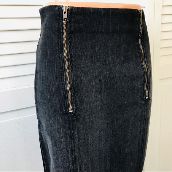 CURRENT/ELLIOTT Black Denim Zipper Pencil Skirt Size 2 - Picture 3 of 9